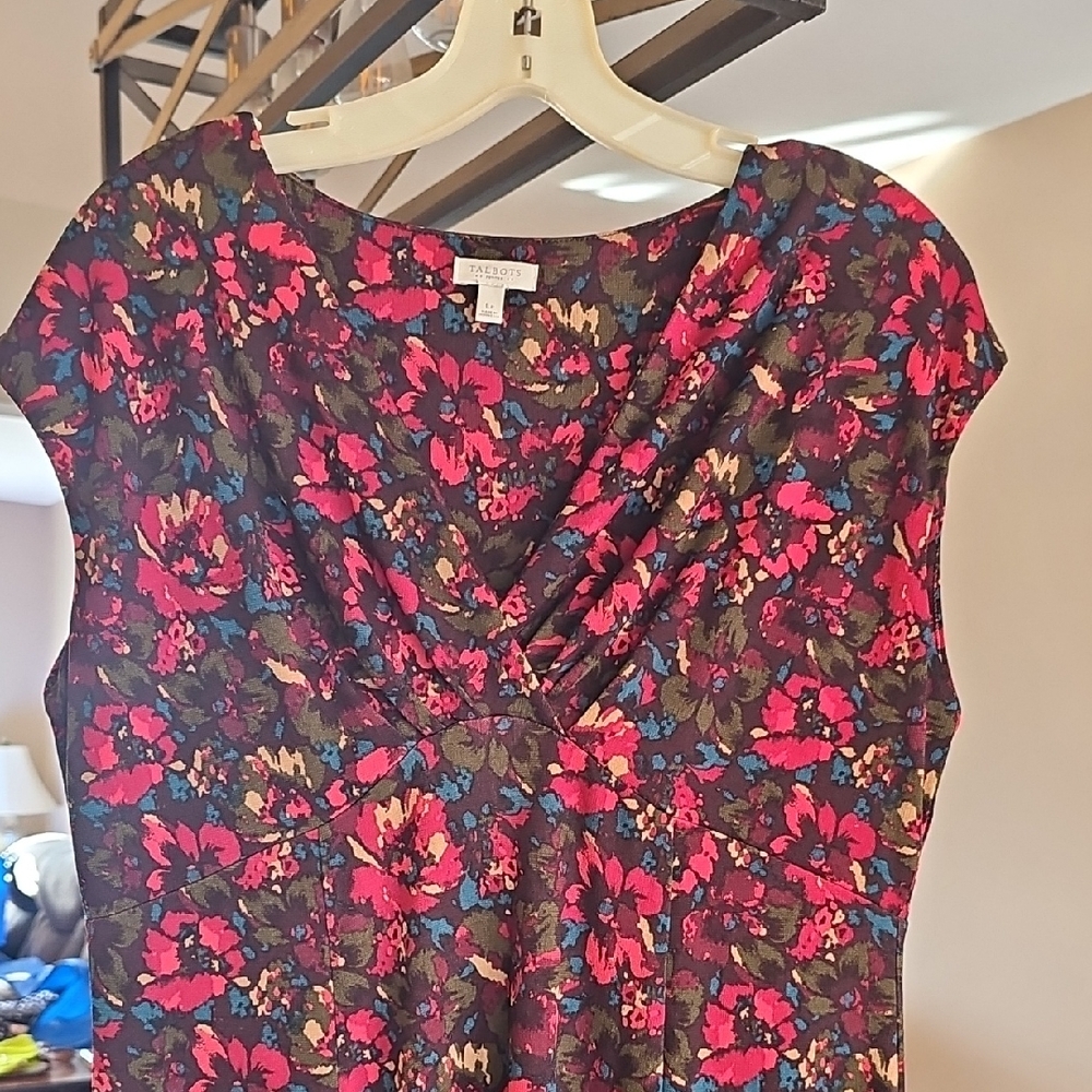 Talbots Petites Floral Dress - Red Large Petite